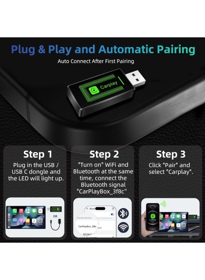 محول Carplay اللاسلكي لـ iPhone ، ترقية 2024 ، عصا USB CarPlay اللاسلكية ، سهلة التوصيل واللعب ، متوافقة مع السيارات من 2016 و iPhone iOS 10 + - Image 3